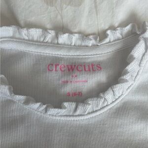 Crewcuts White Ribbed Tank with Ruffle Neckline